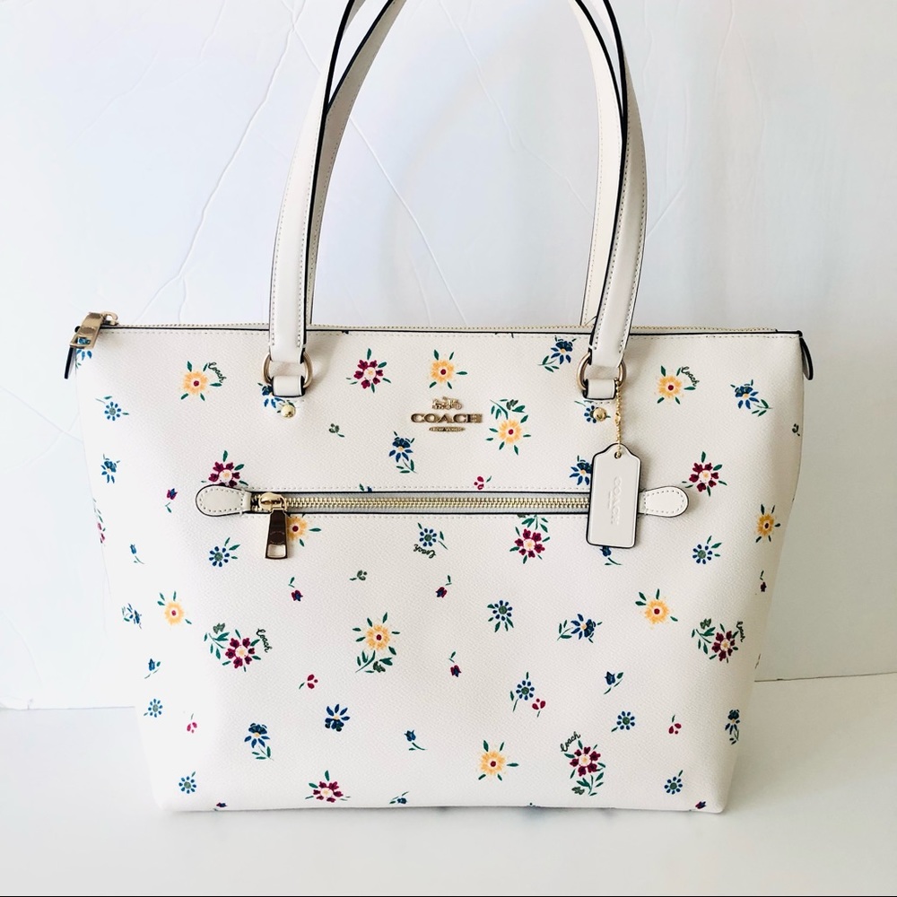 Coach Gallery Tote White Floral Wildflower Purse